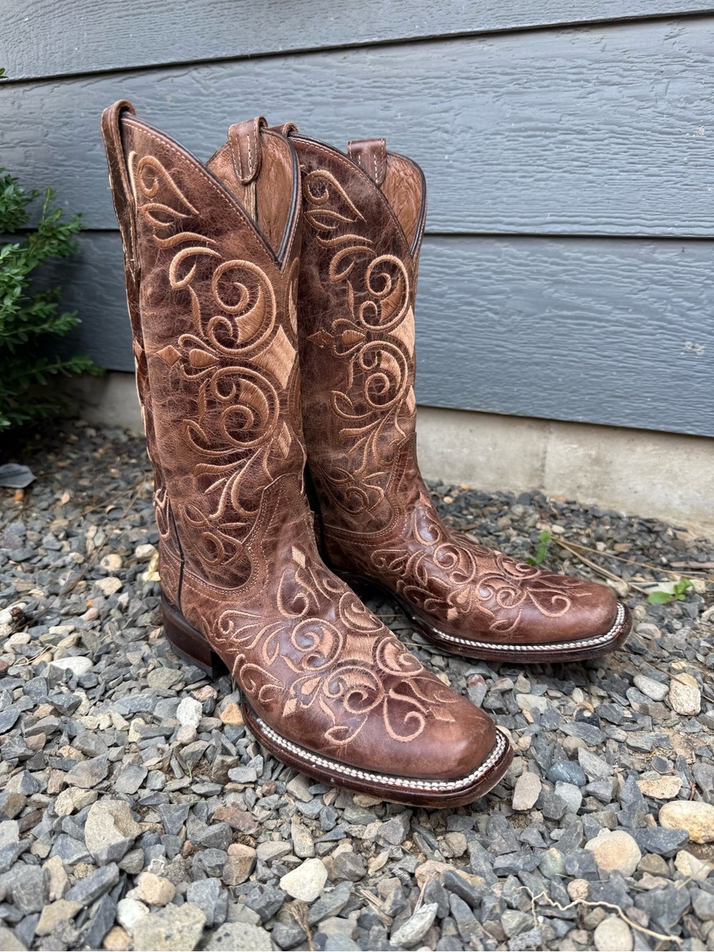 Circle G by Corral Brown Leather Embroidered Western Cowboy Boots Size 8